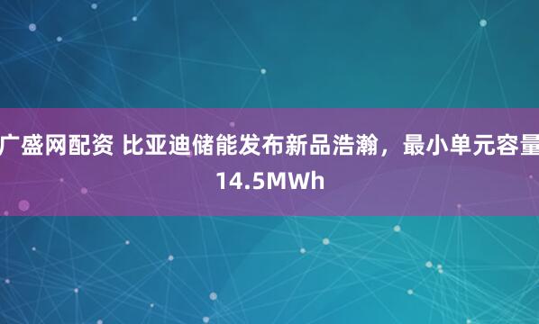 广盛网配资 比亚迪储能发布新品浩瀚，最小单元容量14.5MWh