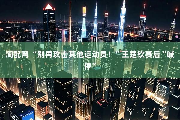 淘配网 “别再攻击其他运动员！”王楚钦赛后“喊停”